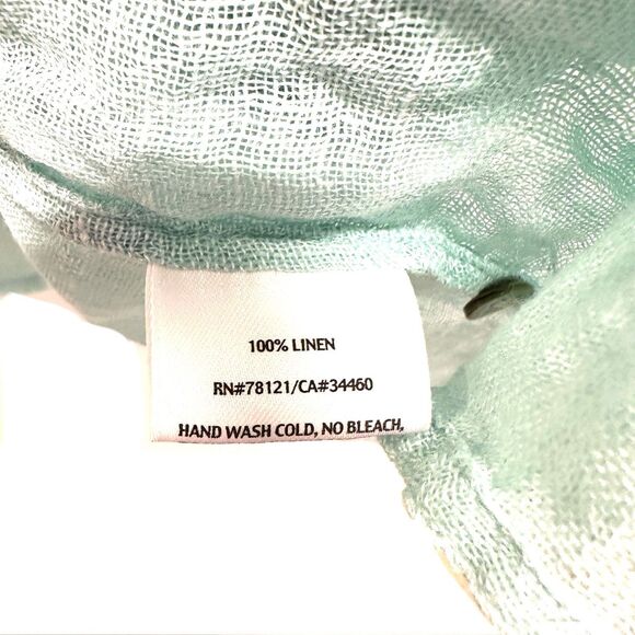 EILEEN FISHER Semi- Sheer Linen Gauze Button Front Long Sleeve Tunic Top Size L - Picture 6 of 7